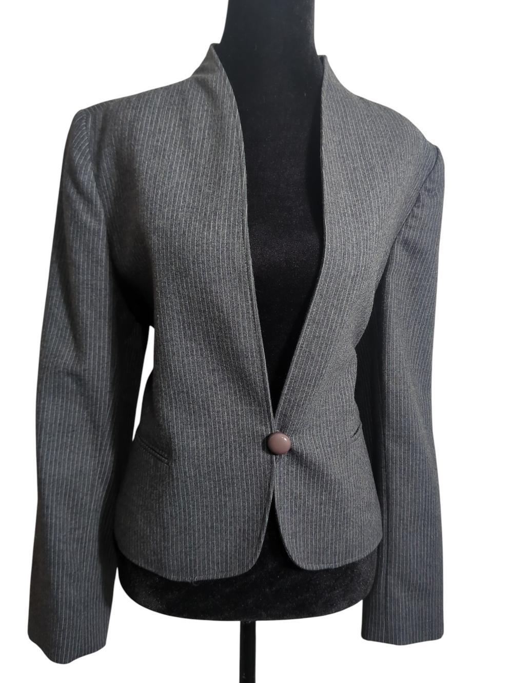 Larry Levine Vintage Gray Pinstripe Blazer Wool Blend Small Capsule Wardrobe